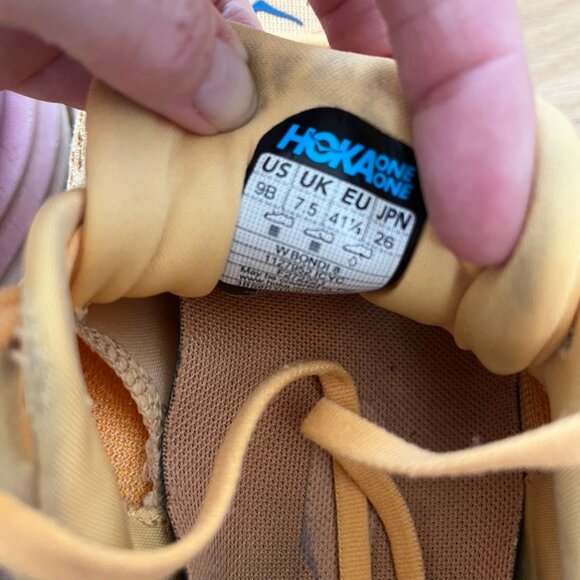 Hoka One One Yellow and Blue Athletic Shoes - Picture 9 of 13